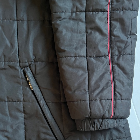 Vintage Women’s Ski Jacket Snow Jacket Puffer 70s 80s Racer Stripe Black Red M L - Picture 4 of 9